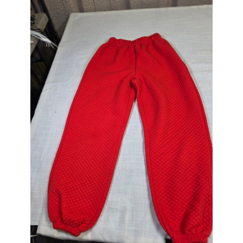 Princess Polly Red Quilted Jogger Pants Elastic Waist Tapered Sweatpants Size 4